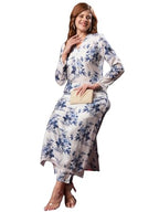 ANNI DESIGNER Womens Cotton Blend Straight Printed Kurta with Pant (Pivar White_M_White_Medium)