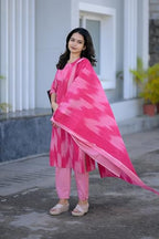 ANNI DESIGNER Womens Rayon Viscose Straight Printed Kurta with Pant & Dupatta (Nahda Pink_XXL_Pink_XX-Large)