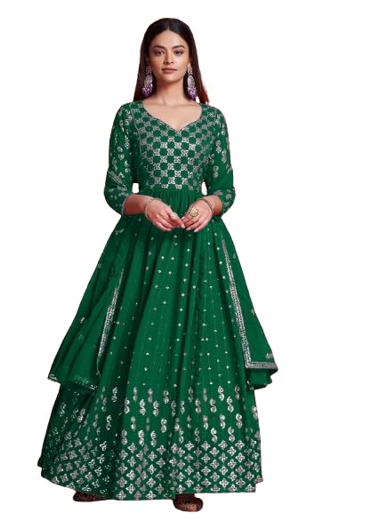 Fashion Basket Women'S Anarakali Kurta With Dupatta Set (Green)