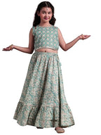 Libas Kids Girl'S Cotton Lehenga Set (90065K_Blue_9-10Y)