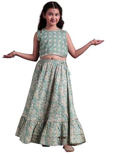 Libas Kids Girl'S Cotton Lehenga Set (90065K_Blue_9-10Y)