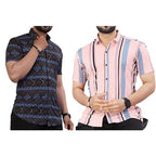 LookMark Mens Trendy Lycra Blend Spread Collar Half Sleeve Printed Shirts - Elevate Your Style with Comfort and Versatility (Pa