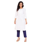 Fabindia WomenS Cotton Solid Slim Kurta (1037262White_White