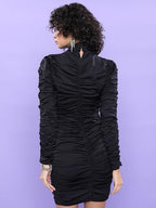 Ketch WomenS Polyester Blend Bodycon Mini Dress (Khj6000460_Black