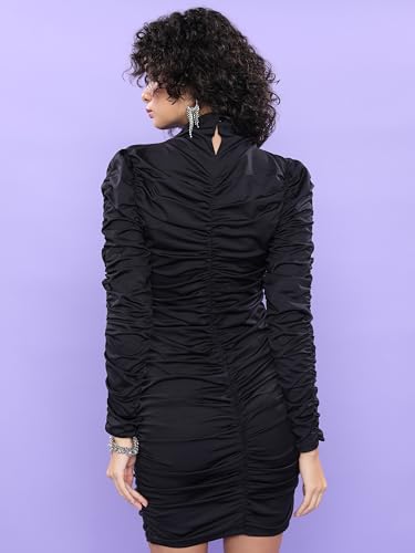 Ketch WomenS Polyester Blend Bodycon Mini Dress (Khj6000460_Black