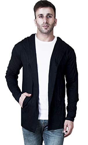 Veirdo Men's Men Cotton Regular Fit Hooded Cardigan Casual