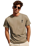 ADRO Men's Solid Regular Fit T-Shirt (RN24-STICK-KK-BE_Beige