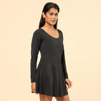 Bliss Swim Dress - Full Sleeves, UPF 50+ Sun Protection, in-Built Cups, in-Built Shorts, Overlapped Slit in Skirt, Cinched Waist