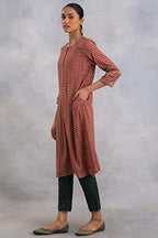 W For Woman Pink Hand Block Print Flared Kurta