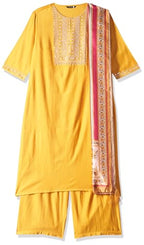Ketch Cotton Blend Womens Kurta&Duppatapalazzo (Khk3000409_Yellow