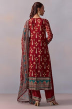 ANNI DESIGNER Womens Rayon Viscose Straight Printed Kurta with Pant & Dupatta (Malta RED_XL_Red_X-Large)