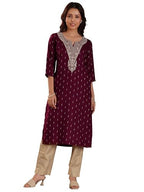 Libas WomenS Cotton Yoke Design Straight Kurta (26967_Maroon