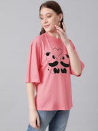 KOTTY Womens Cotton Blend Printed Oversized T-Shirts