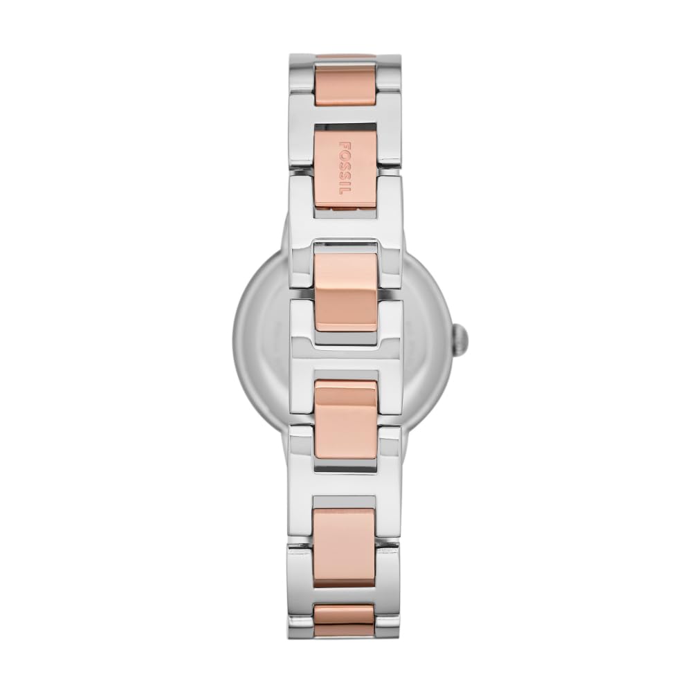 Fossil Women's Virginia Quartz Stainless Steel Three-Hand Watch, Color: Rose Gold/Silver (Model: ES3405)
