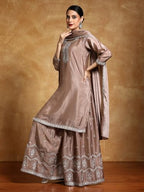 Varanga Women-Bead Work Kurta With Sharara And Dupatta