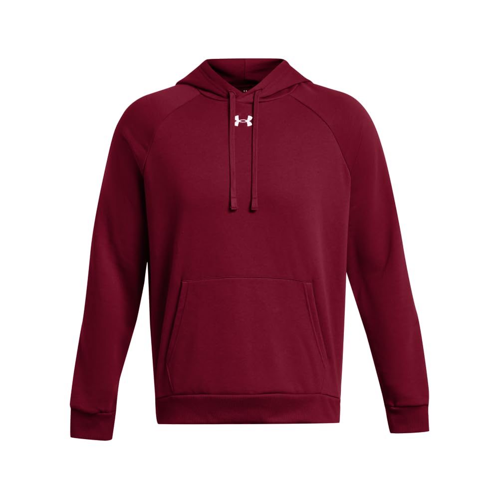 Under Armour Men's Rival Fleece Hoodie, (625) Cardinal / / White, Large
