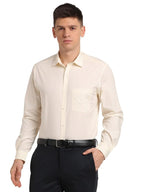 Turtle Men 100% Cotton Cream Solid Regular Fit Formal Shirt