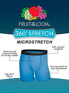 Fruit of the Loom mens 360 Stretch (Quick Dry & Moisture Wicking) Boxer Briefs, Regular Leg - Micro Stretch 5 Pack Assorted Colo