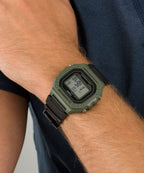 Casio Men's 'Classic' Quartz Stainless Steel and Resin Watch, Color:Black (Model: W-218H-3AVCF), Black/Green