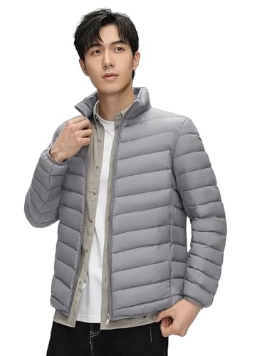 Lymio Mens Winter Nylon Short Length Puffer Jacket (P-J-01-03) (IN, Alpha, M, Grey)