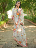 Libas WomenS Cotton Blend Kurta Set (48732_Off White