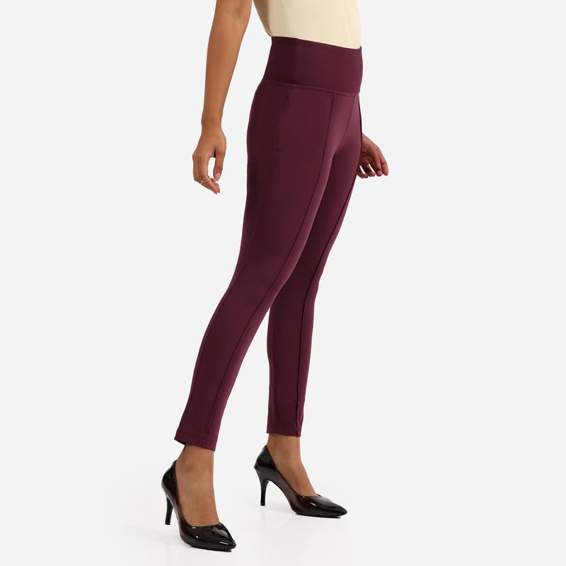 BlissClub Ultimate Sculpt Tregging Pants -Tall Above 55 | Ribbed Waistband | 2 Side Pockets | Front Pintucks | Feels Like Secon