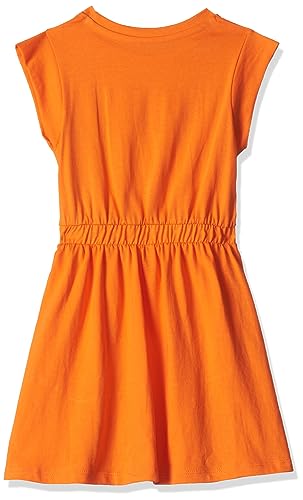 T2F Girls Cotton A-Line Knee-Length Casual Dress Light Orange