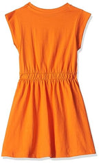 T2F Girls Cotton A-Line Knee-Length Casual Dress Light Orange