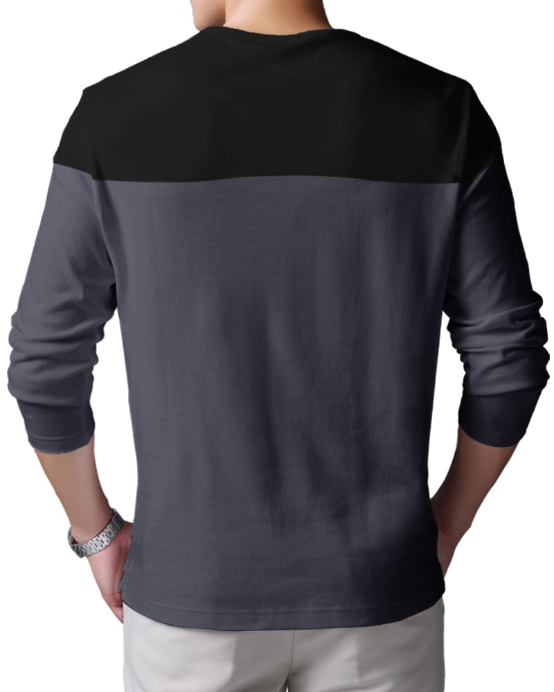 Noble Monk Men Full Sleeve Round Neck T-Shirt | Printed Sleeves |Regular Fit Tshirt For Men