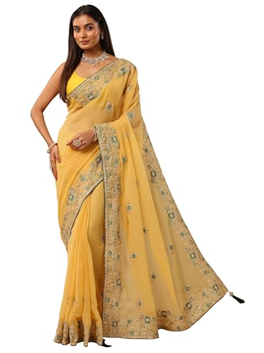 Libas Geometric Chinon Saree For Women (47910P)