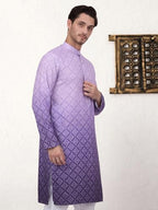 Jompers MenS Purple Ombre Pure Cotton Straight Kurta