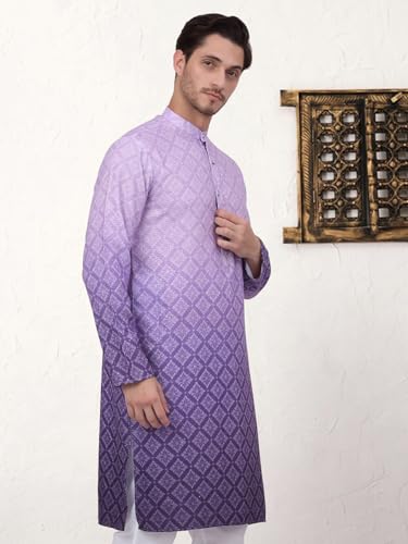 Jompers MenS Purple Ombre Pure Cotton Straight Kurta