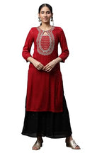 Red Metallic Embroidered Ethnic Kurta (Size: L)-24Aua14541-704648