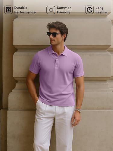 Nobero MenS Solid Regular Fit Polo Shirt (1M-Twpo-R0002-Bl_Mauve Mist