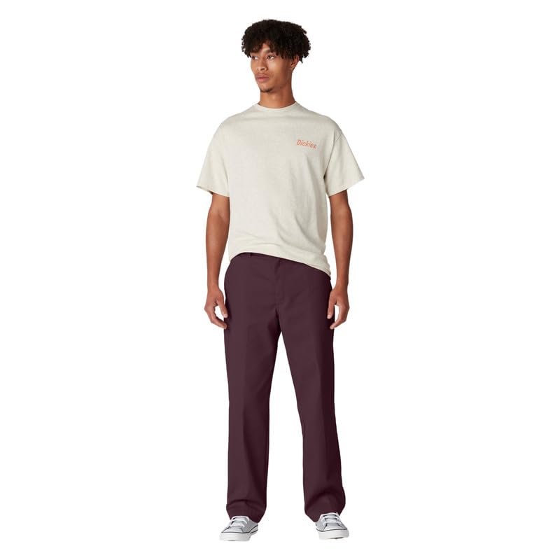 Dickies Men's Skateboarding Regular Fit Twill Pants, Maroon, 30W x 32L