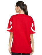 T2F Cotton Womens Solid Oversized Fit T-Shirt (WOM-DRP-TSRT-01_Red