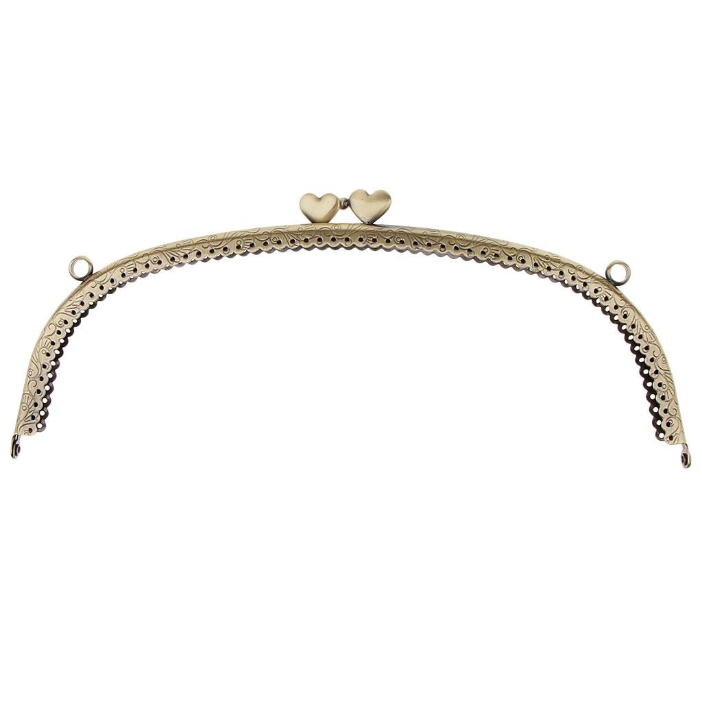 Myaddiction Antique Embossed Metal Purse Frame Heart Kiss Clasp Lock Bag Clutch Frame 25.5X12Cm Clothing, Shoes & Accessories |  25.512
