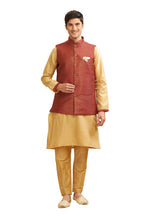 Be Active MenS Regular Kurta Pyjama Set With Nehru Jacket, Solid Straight Long Knee Length Full Sleeves, Ethnic Wear Comfortabl