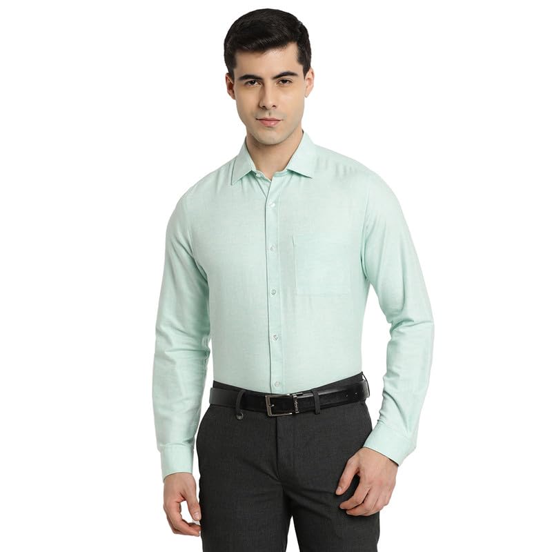 Turtle Men 100% Cotton Mint Green Solid Slim Fit Formal Shirt