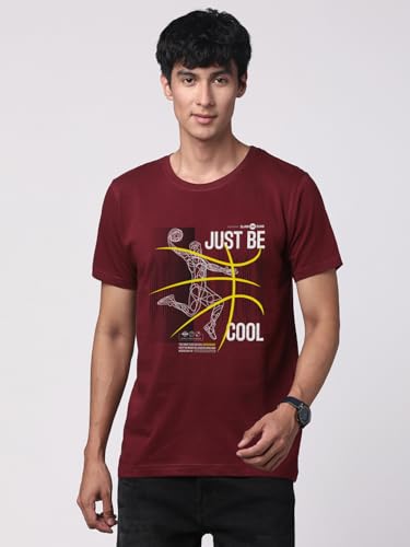 ADRO Mens Graphic Printed 100% Cotton T-Shirt - Regular Fit, Printed T-Shirts for Men (RN24-BCL-MR_Maroon_XL)