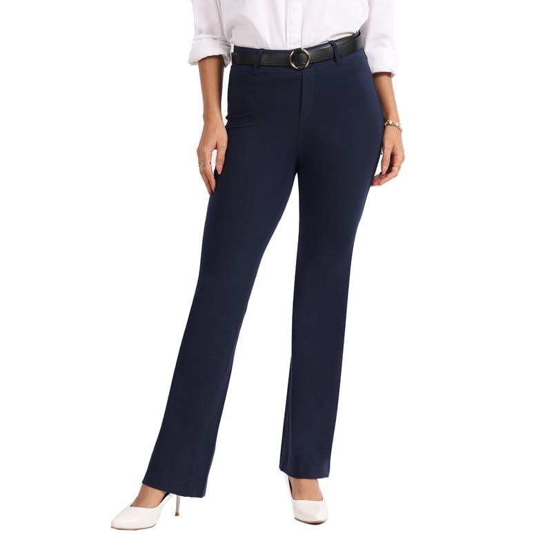 BlissClub AM:PM Air Flare Trousers Cotton for Women Above 55 ft Tall | Bootcut Trousers and Formal Pants for Women Office wear 