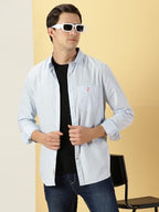 Thomas Scott Mens Solid Slim Fit Casual Shirt with Spread Collar and Long Sleeve SkyBlue