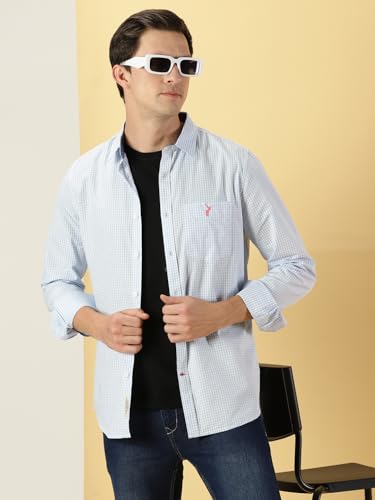 Thomas Scott Mens Solid Slim Fit Casual Shirt with Spread Collar and Long Sleeve SkyBlue