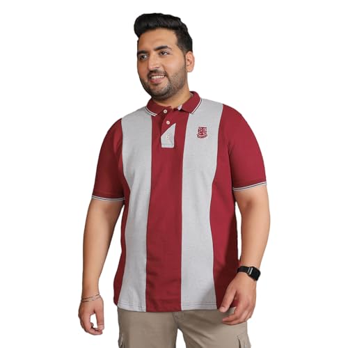 Bigbanana Plus Size MenS Regular Fit Colorblock Polo Tshirt(Sailor,Grey,4Xl)