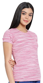 Lyra Pure Cotton Round Neck Space Dyeing T-Shirt For Women