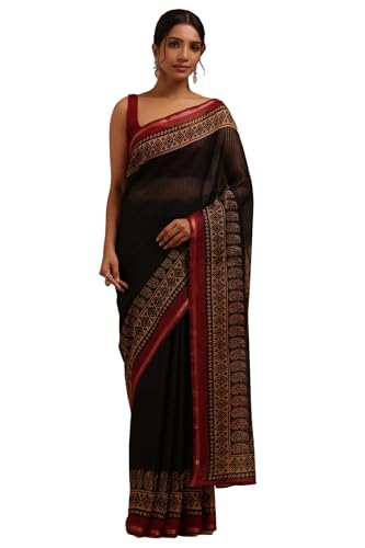 Soch Women Art Silk Checked Saree
