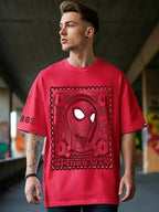 Bewakoof Official Marvel Merchandise Peter Parker Mens Graphic Printed Oversized Fit Half Sleeve Round Neck Cotton T-Shirt_6609