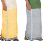 Prakasam Cotton Mens Multi Colour Thalapathi Stripes Border(1.28X2.00Mtrs) Solid Men Dhoti