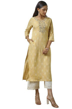Soch Women Rayon Foil Print Kurta with Gotta Patti