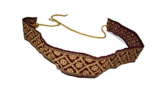 WomenS Embroidered Belt, Maroon 0.75